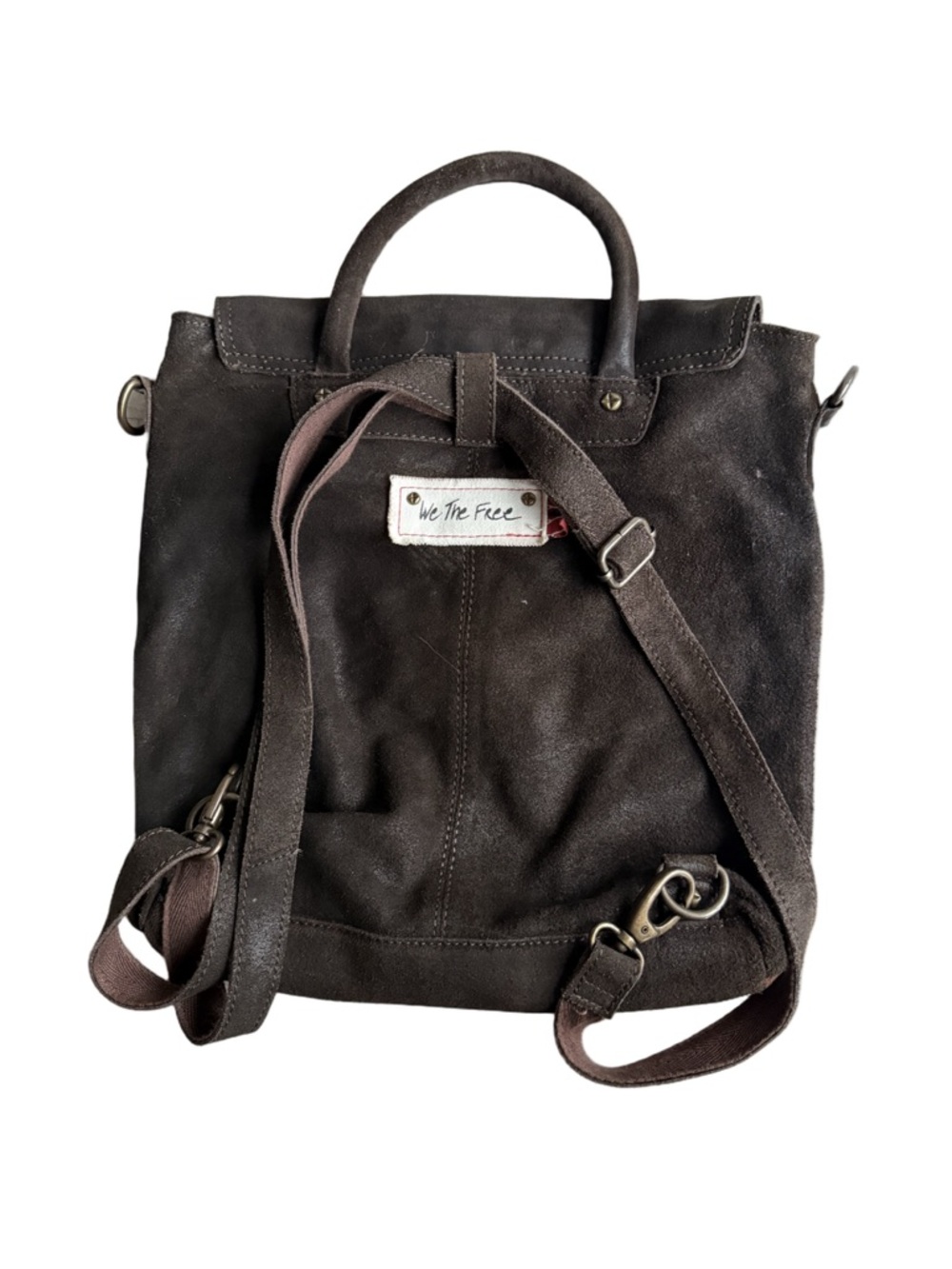WE THE FREE FREE PEOPLE PARIS CONVERTIBLE LEATHER BACKPACK — SUEDE COLORBLOCK - Picture 5 of 8